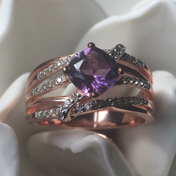 Jewelry - RG-plated Silver Amethyst crystal Accent Ring